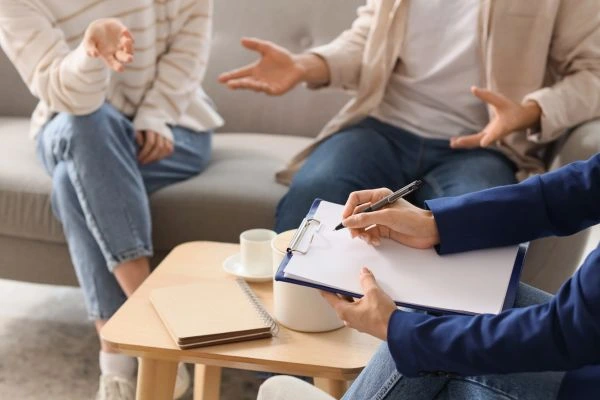 Image of divorce mediation Rhyl in progress.